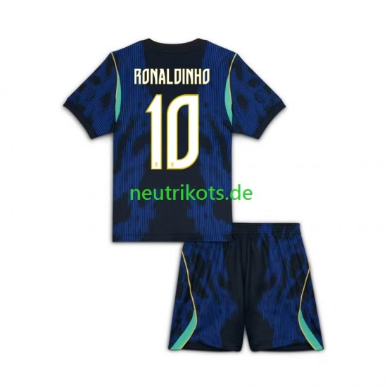 Fußballtrikot Brasilien Ronaldinho 10 Kinder Auswärts World Cup 2026 Kurzarm