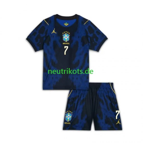 Fußballtrikot Brasilien Vinicius Junior 7 Kinder Auswärts World Cup 2026 Kurzarm