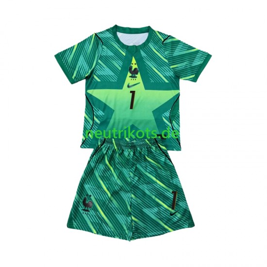 Fußballtrikot Frankreich Brice Samba 1 Torwart Kinder Ausweich World Cup 2026 Kurzarm