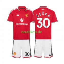 Fußballtrikot Manchester United Benjamin Sesko 30 Kinder Heim 2026-2027 Kurzarm