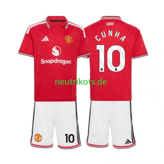Fußballtrikot Manchester United Matheus Cunha 10 Kinder Heim 2026-2027 Kurzarm
