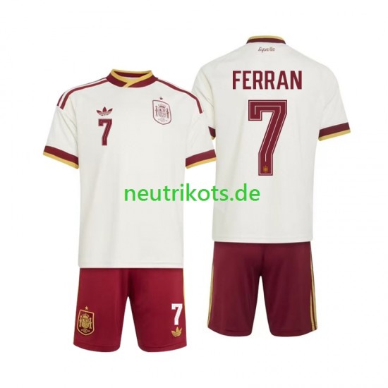 Fußballtrikot Spanien Ferran Torres 7 Kinder Auswärts World Cup 2026 Kurzarm