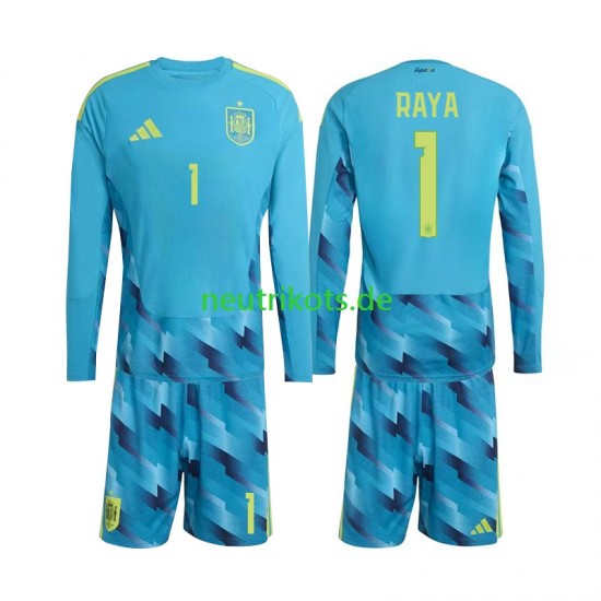 Fußballtrikot Spanien David Raya 1 Torwart Kinder Heim World Cup 2026 Langarm
