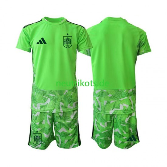 Fußballtrikot Spanien 6th Green color Torwart Kinder World Cup 2026 Kurzarm