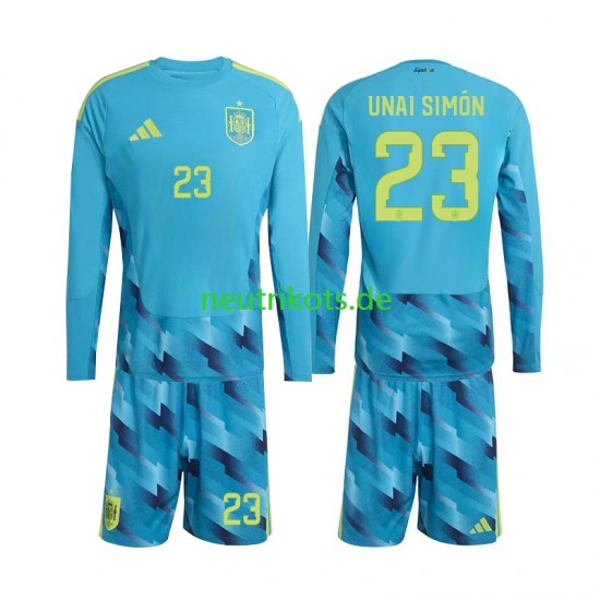 Fußballtrikot Spanien Unai Simon 23 Torwart Kinder Heim World Cup 2026 Langarm