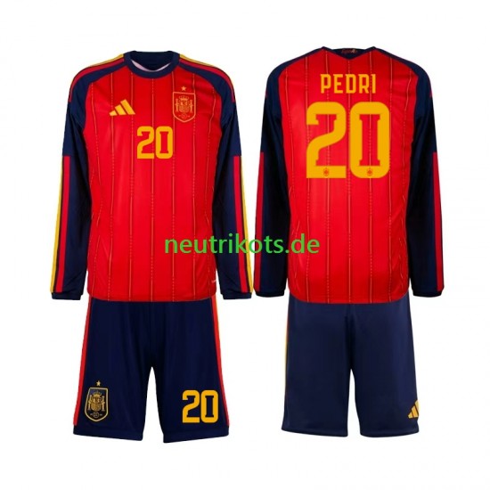 Fußballtrikot Spanien Pedri 20 Kinder Heim World Cup 2026 Langarm