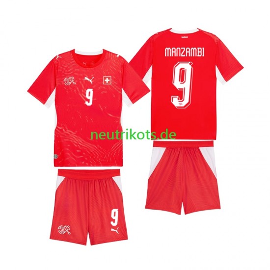 Fußballtrikot Schweiz Johan Manzambi 9 Kinder Heim World Cup 2026 Kurzarm