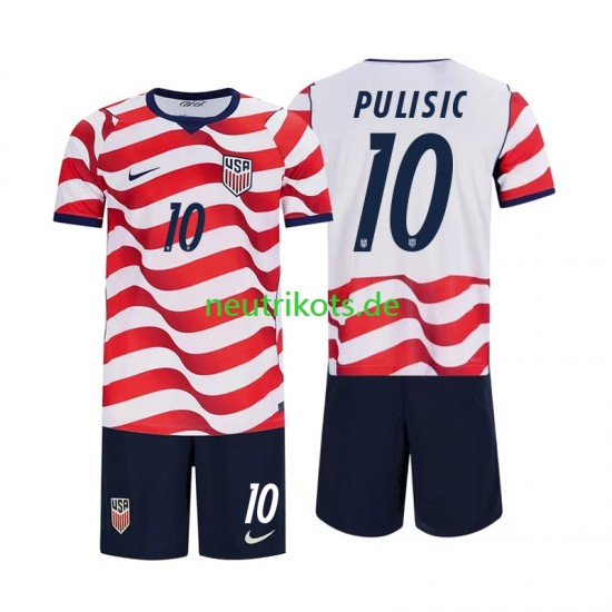 Fußballtrikot USA Christian Pulisic 10 Kinder Heim World Cup 2026 Kurzarm