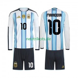 Fußballtrikot Argentinien Maradona 10 Kinder Heim World Cup 2026 Langarm