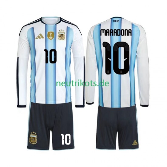 Fußballtrikot Argentinien Maradona 10 Kinder Heim World Cup 2026 Langarm