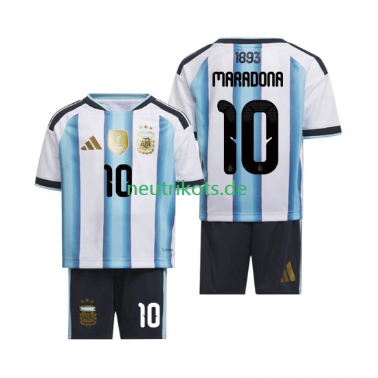 Fußballtrikot Argentinien Maradona 10 Kinder Heim World Cup 2026 Kurzarm