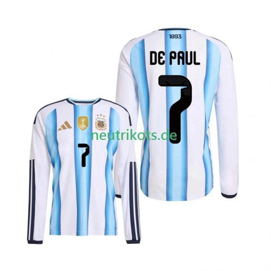 Fußballtrikot Argentinien Rodrigo De Paul 7 Herren Heim World Cup 2026 Langarm