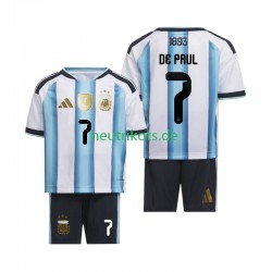 Fußballtrikot Argentinien Rodrigo De Paul 7 Kinder Heim World Cup 2026 Kurzarm