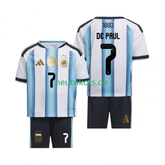 Fußballtrikot Argentinien Rodrigo De Paul 7 Kinder Heim World Cup 2026 Kurzarm