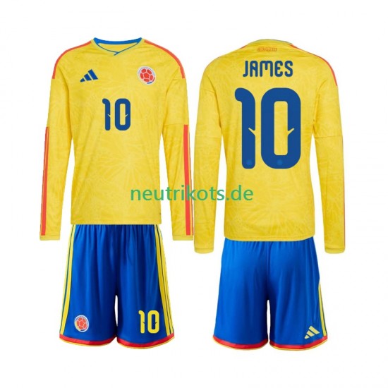 Fußballtrikot Kolumbien James Rodriguez 10 Kinder Heim World Cup 2026 Langarm