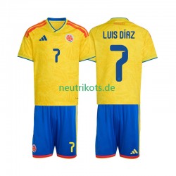 Fußballtrikot Kolumbien Luis Diaz 7 Kinder Heim World Cup 2026 Kurzarm