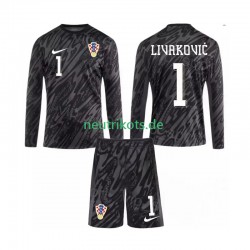 Fußballtrikot Kroatien DOMINIK LIVAKOVIC 1 Torwart Kinder Ausweich 2024 Langarm