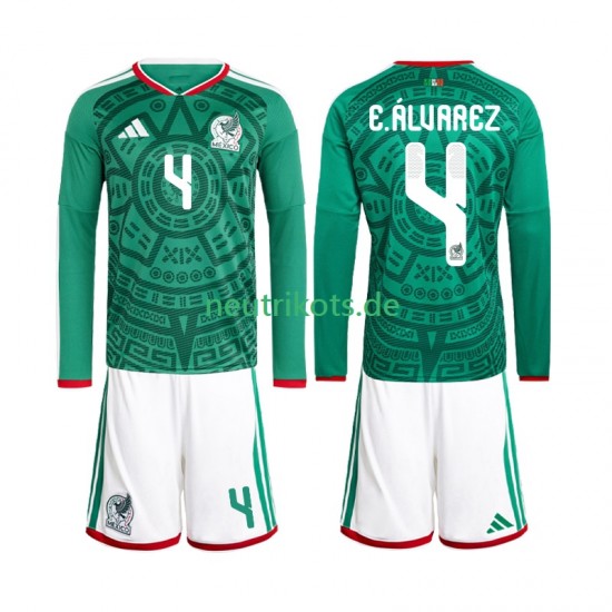 Fußballtrikot Mexiko Edson Alvarez 4 Kinder Heim World Cup 2026 Langarm