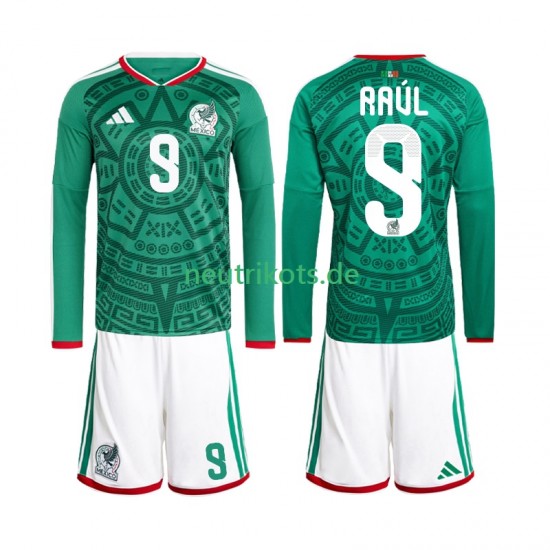 Fußballtrikot Mexiko Raul Jimenez 9 Kinder Heim World Cup 2026 Langarm