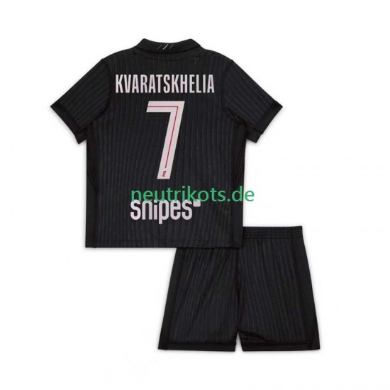 Fußballtrikot Paris Saint-Germain Khvicha Kvaratskhelia 7 Kinder Viertes 2025-2026 Kurzarm