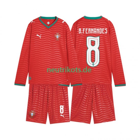 Fußballtrikot Portugal Bruno Fernandes 8 Kinder Heim World Cup 2026 Langarm