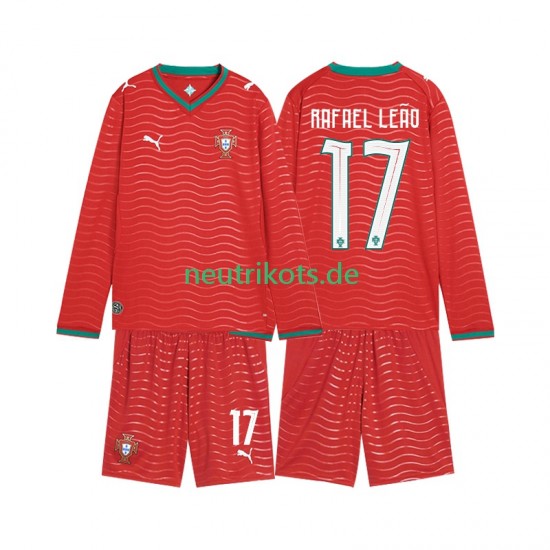 Fußballtrikot Portugal Rafael Leao 17 Kinder Heim World Cup 2026 Langarm