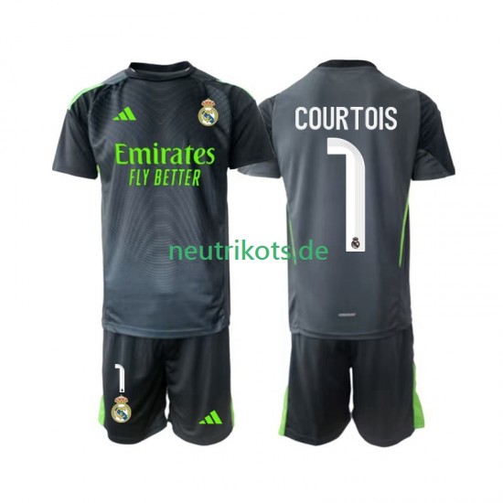 Fußballtrikot Real Madrid Thibaut Courtois 1 Torwart Kinder Ausweich 2025-2026 Kurzarm