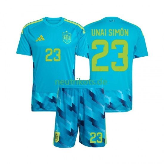 Fußballtrikot Spanien Unai Simon 23 Torwart Kinder Heim World Cup 2026 Kurzarm