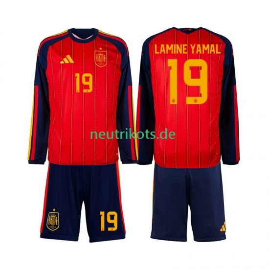 Fußballtrikot Spanien Lamine Yamal 19 Kinder Heim World Cup 2026 Langarm