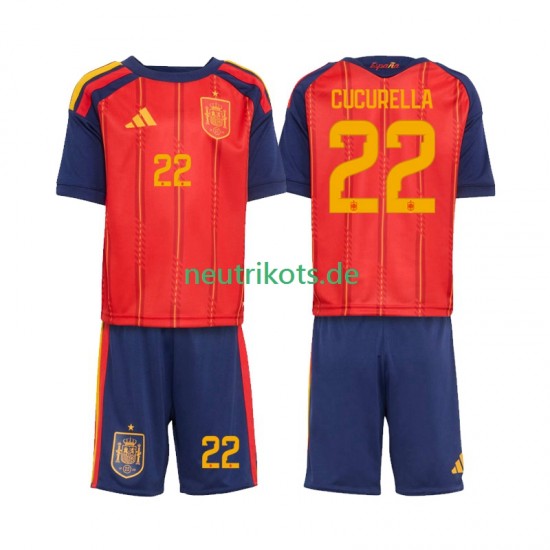 Fußballtrikot Spanien Marc Cucurella 22 Kinder Heim World Cup 2026 Kurzarm