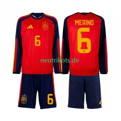 Fußballtrikot Spanien Mikel Merino 6 Kinder Heim World Cup 2026 Langarm