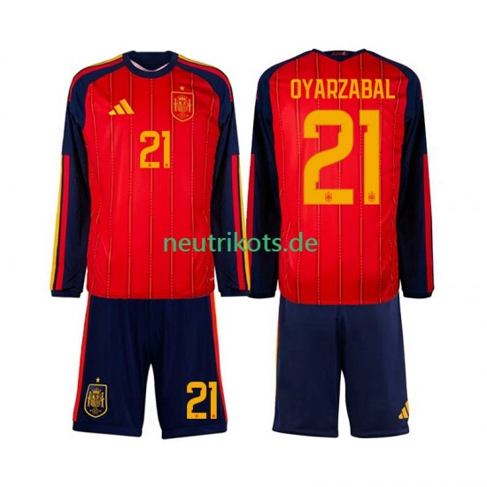 Fußballtrikot Spanien Mikel Oyarzabal 21 Kinder Heim World Cup 2026 Langarm