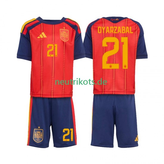 Fußballtrikot Spanien Mikel Oyarzabal 21 Kinder Heim World Cup 2026 Kurzarm