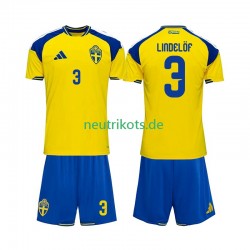Fußballtrikot Schweden Victor Lindelof 3 Kinder Heim 2026 Kurzarm