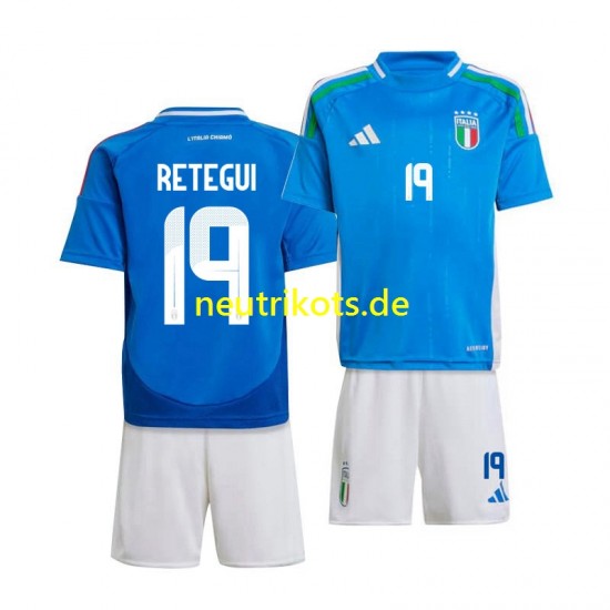 Fußballtrikot Italien Mateo Retegui 19 Kinder Heim 2024 Kurzarm
