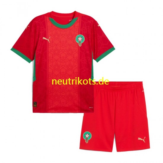Fußballtrikot Marokko Kinder Heim 2024 Kurzarm