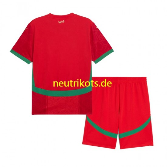 Fußballtrikot Marokko Kinder Heim 2024 Kurzarm