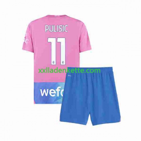 Fußballtrikot AC Mailand Christian Pulisic 11 Kinder Ausweich 2023-2024 Kurzarm