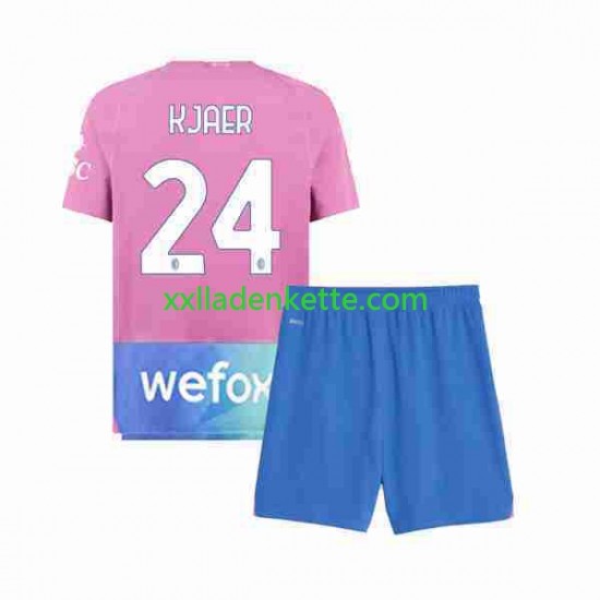 Fußballtrikot AC Mailand Simon Kjaer 24 Kinder Ausweich 2023-2024 Kurzarm