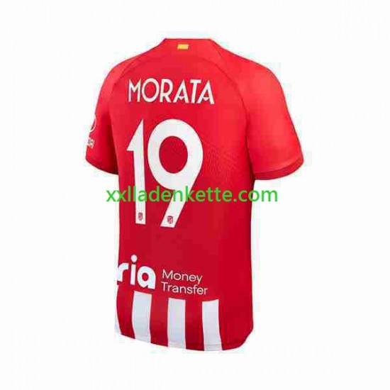 Fußballtrikot Atlético Madrid 2 Alvaro Morata 19 Herren Heim 2023-2024 Kurzarm
