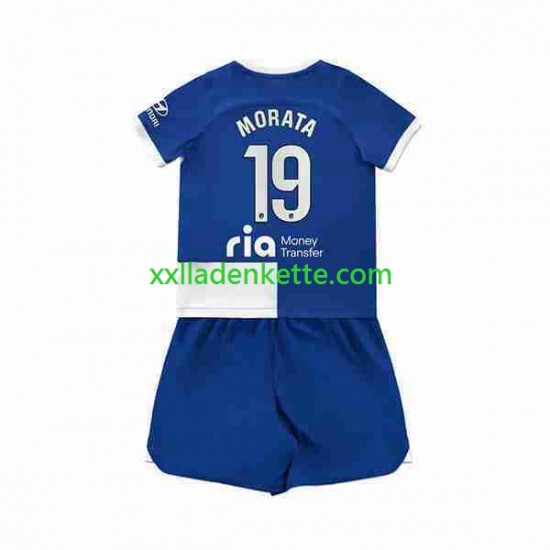 Fußballtrikot Atlético Madrid 2 Alvaro Morata 19 Kinder Auswärts 2023-2024 Kurzarm