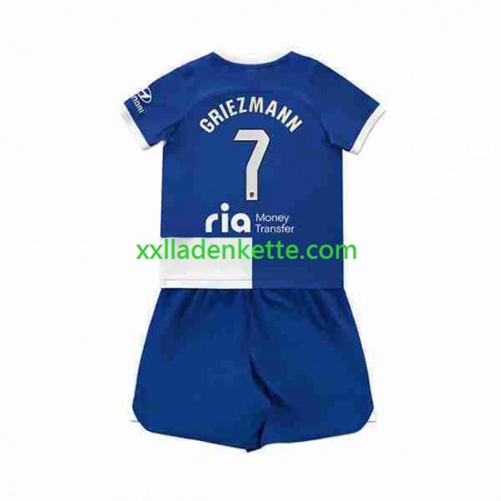 Fußballtrikot Atlético Madrid 2 Antoine Griezmann 7 Kinder Auswärts 2023-2024 Kurzarm