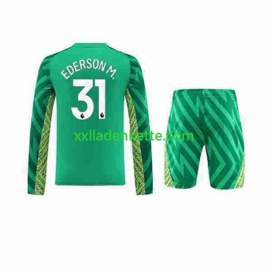 Fußballtrikot Manchester City Ederson Moraes 31 Torwart Kinder Heim 2023-2024 Langarm