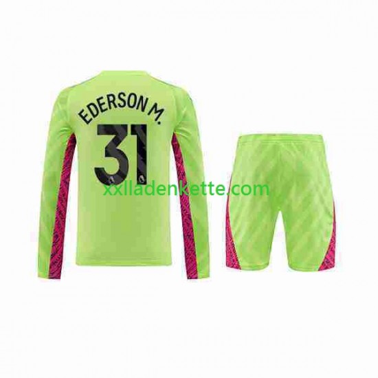 Fußballtrikot Manchester City Ederson Moraes 31 Torwart Kinder Ausweich 2023-2024 Langarm