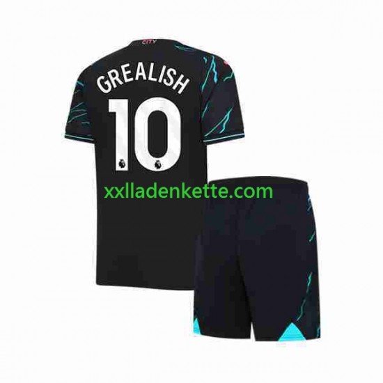 Fußballtrikot Manchester City Jack Grealish 10 Kinder Ausweich 2023-2024 Kurzarm