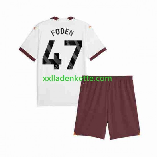 Fußballtrikot Manchester City Phil Foden 47 Kinder Auswärts 2023-2024 Kurzarm