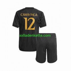 Fußballtrikot Real Madrid Eduardo Camavinga 12 Kinder Ausweich 2023-2024 Kurzarm