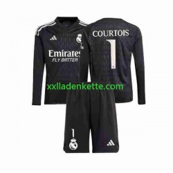 Fußballtrikot Real Madrid Thibaut Courtois 1 Torwart Kinder Auswärts 2023-2024 Langarm