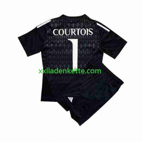 Fußballtrikot Real Madrid Thibaut Courtois 1 Torwart Kinder Auswärts 2023-2024 Kurzarm