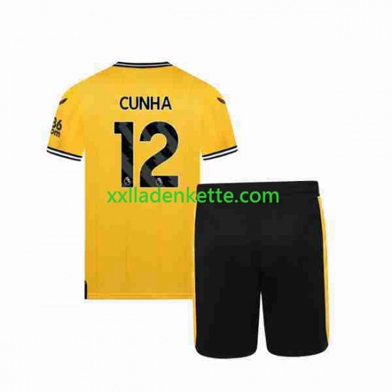 Fußballtrikot Wolverhampton Wanderers CUNHA 12 Kinder Heim 2023-2024 Kurzarm